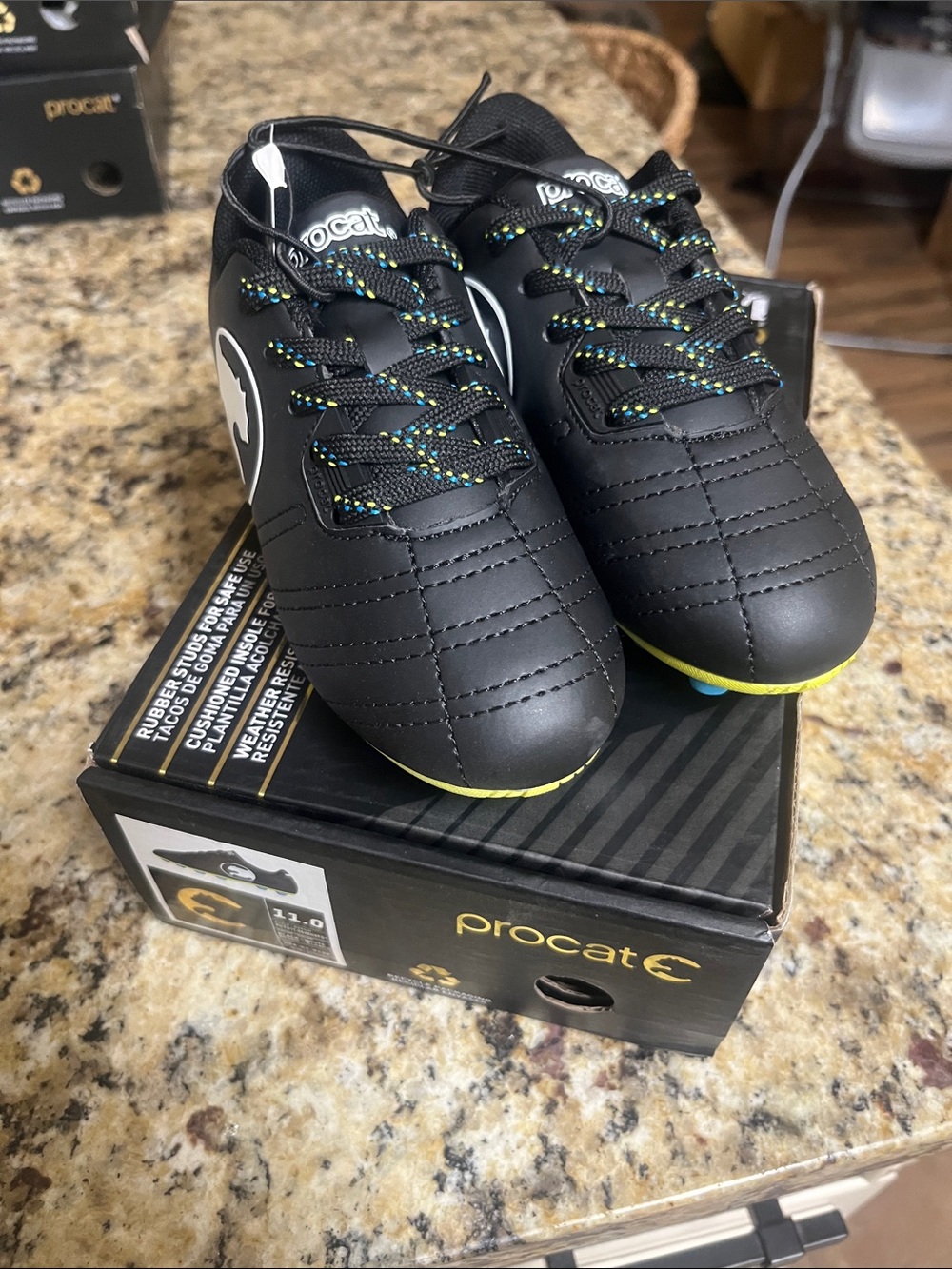 Puma Kids Black Sneakers with Lime and Blue Trim